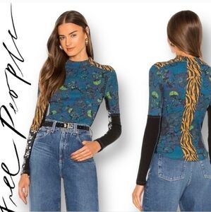 NWT Free People Meadow Mix Tee in Blue Combo